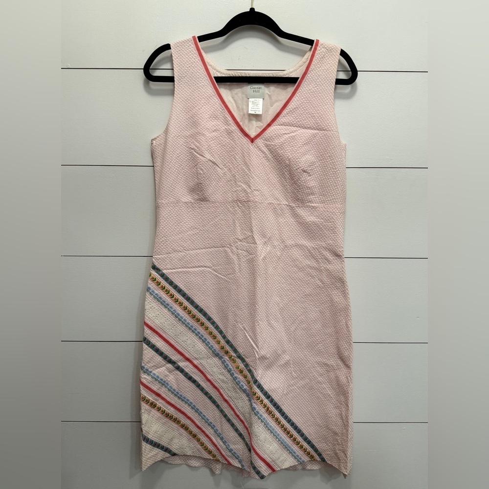 Garnet Hill Seersucker Summer Sun Ribbon Dress Pink Size 10